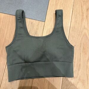 Good American Ribbed Green Sports Bra